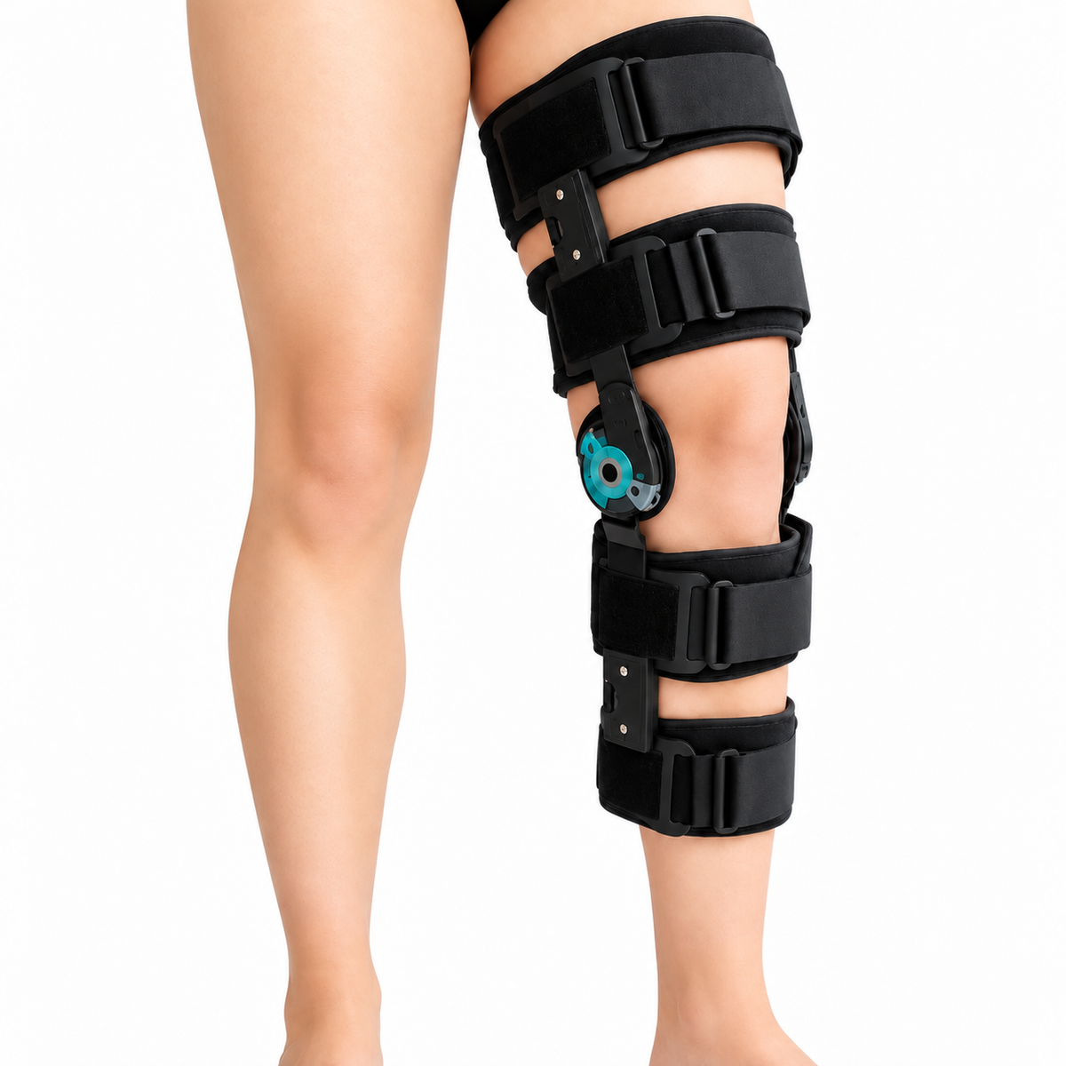 Brace postoperatorio NEOFLEX para rodilla, extendible y de talla universal, diseñado para brindar soporte, estabilidad e inmovilización durante la recuperación.