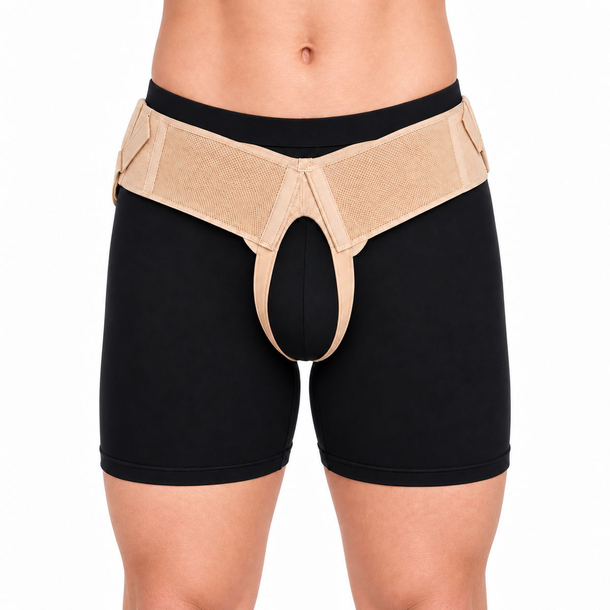 Braguero inguinal Kromia color habano, talla M, referencia 830500425042, diseñado para brindar soporte, sujeción y comodidad en la zona inguinal.
