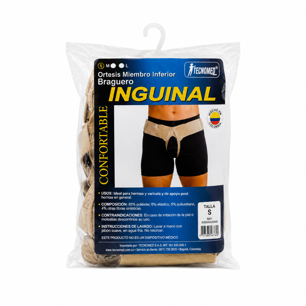 Braguero Inguinal Habano Talla S Ref. 830500425040 - Tecnomed