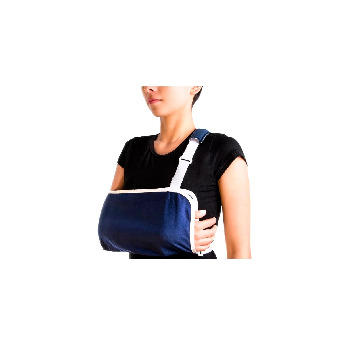 Cabestrillo Bolsa S Maclo, soporte inmovilizador en color azul, fabricado en material textil, diseñado para la sujeción del brazo.