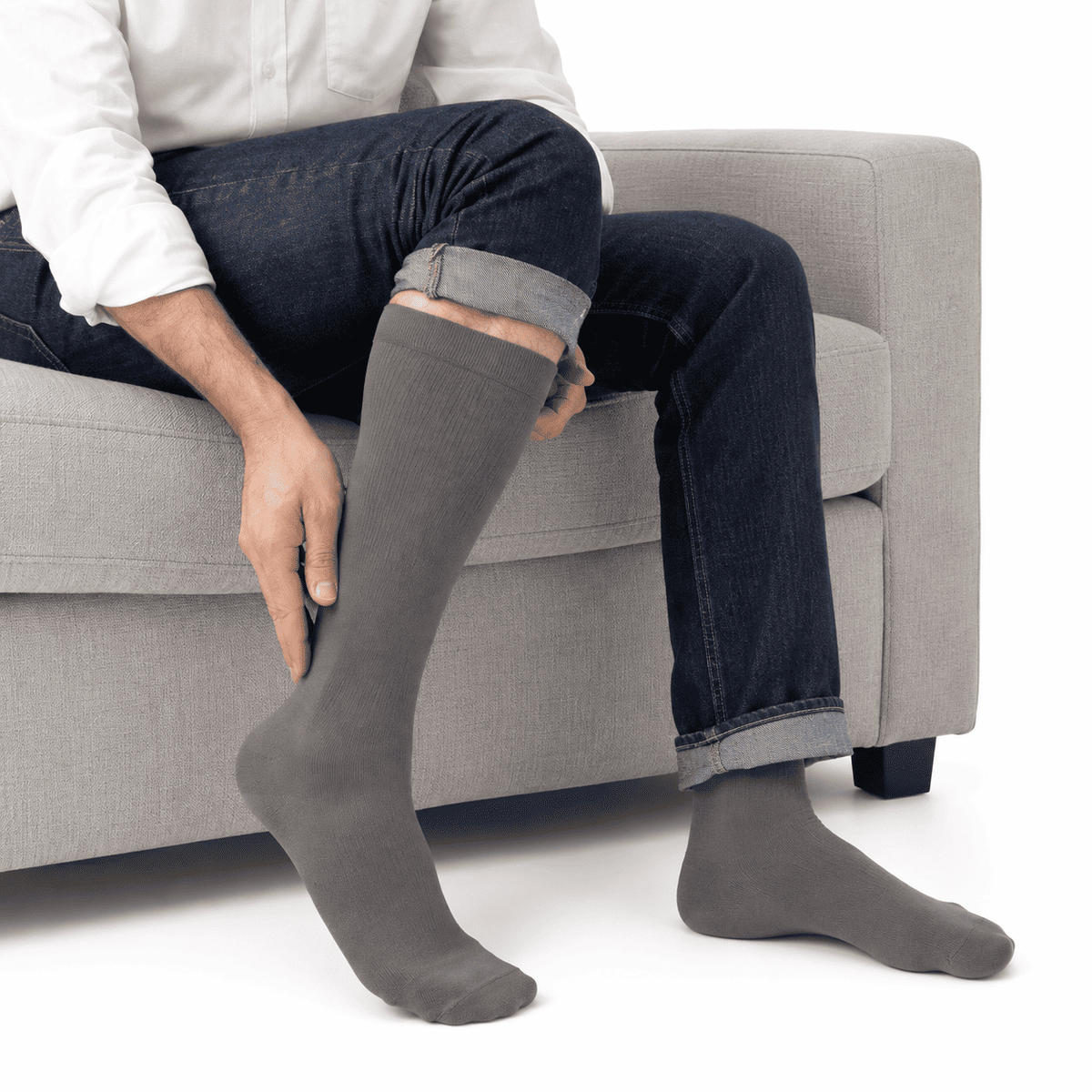 Calcetín Compresivo Hombre 15-20 mmHg Jasped Gris T/L