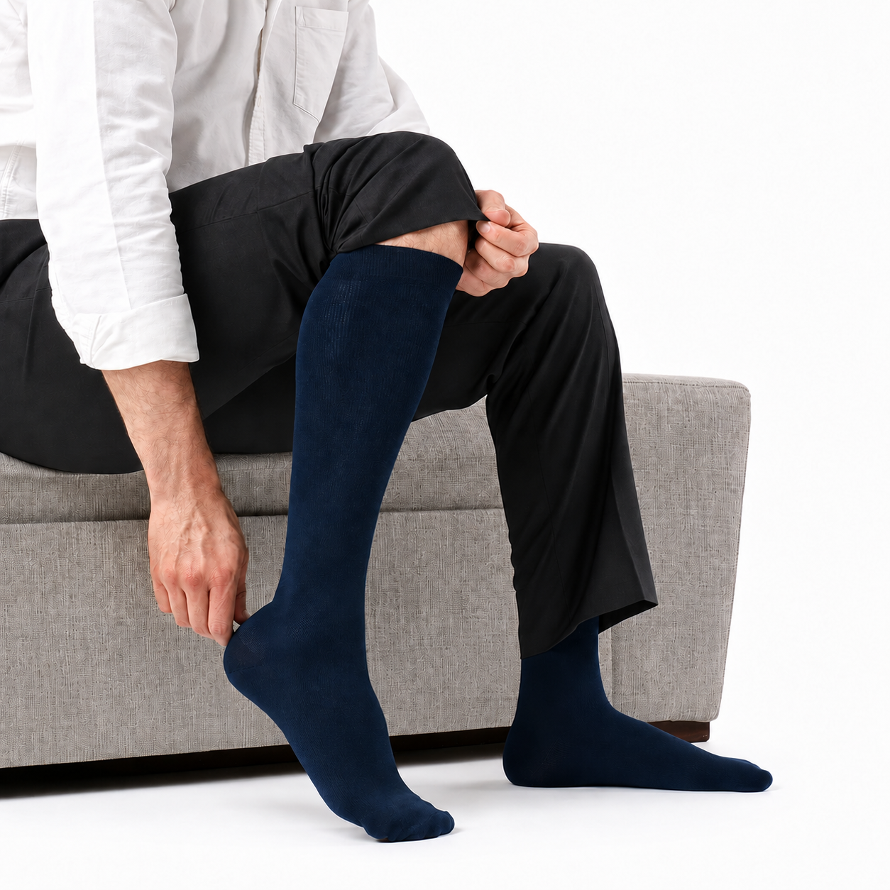 Calcetín de compresión No-Varix para hombre en algodón, 15-20 mmHg, talla M color Blue Jean.