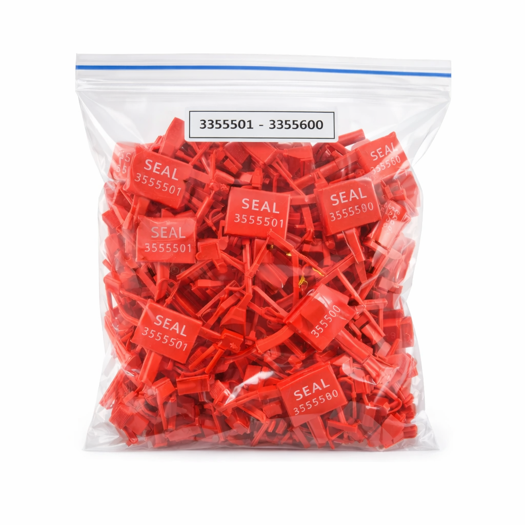 Candado plástico para carro de paro paquete de 100 unidades sellos de seguridad rojos numerados en bolsa transparente para uso hospitalario