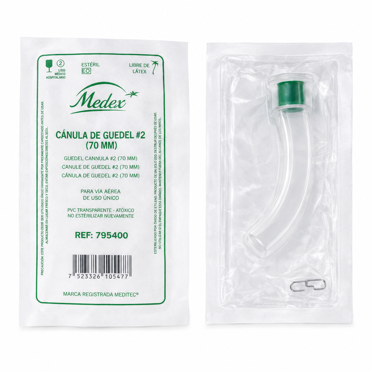 Cánula De Guedel #2 (70 Mm) - Meditec Para Vía Aérea