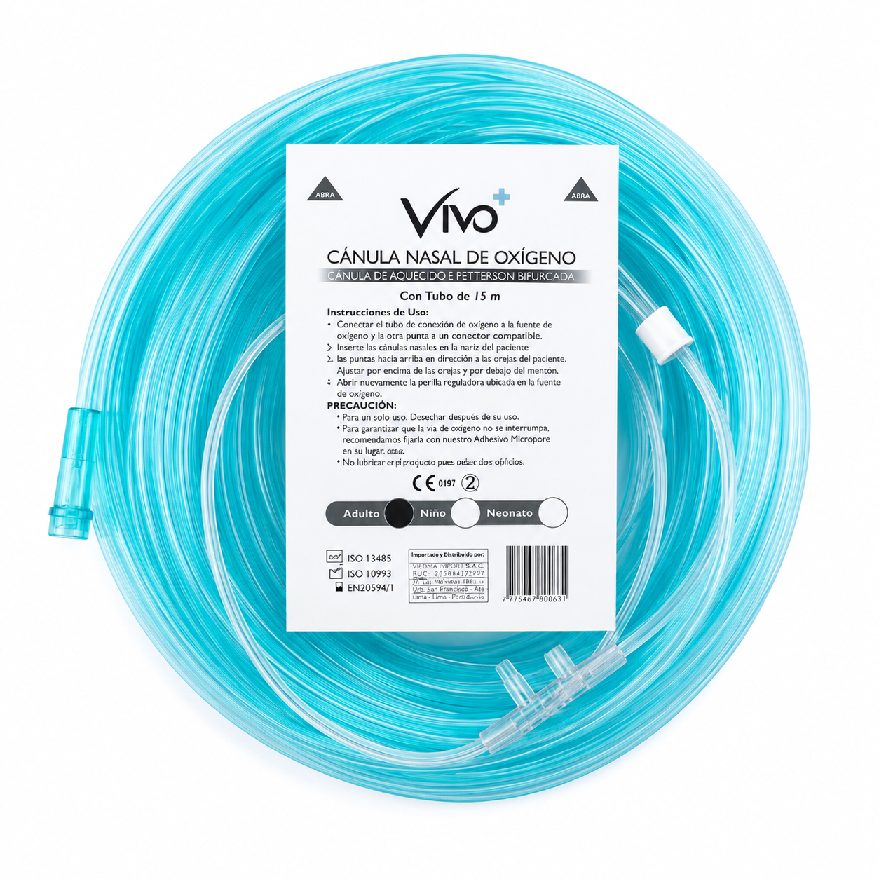 Canula Nasal Oxígeno Adulto 15 Mts - VIVO+