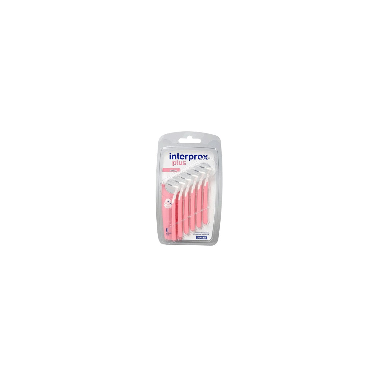 Cepillos Interprox Plus 2G Talla 0 en blister de 6 unidades, con filamentos suaves y diseño ergonómico para limpieza interdental.