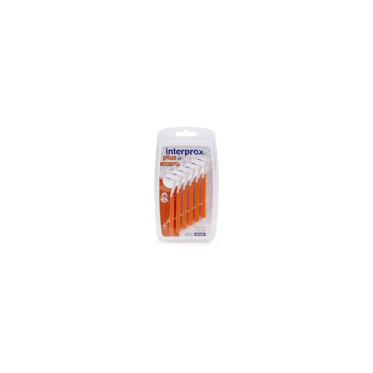 Cepillos Interprox Plus 2G Talla 1 en blister de 6 unidades, con filamentos super micro, color azul y diseño ergonómico para limpieza interdental.