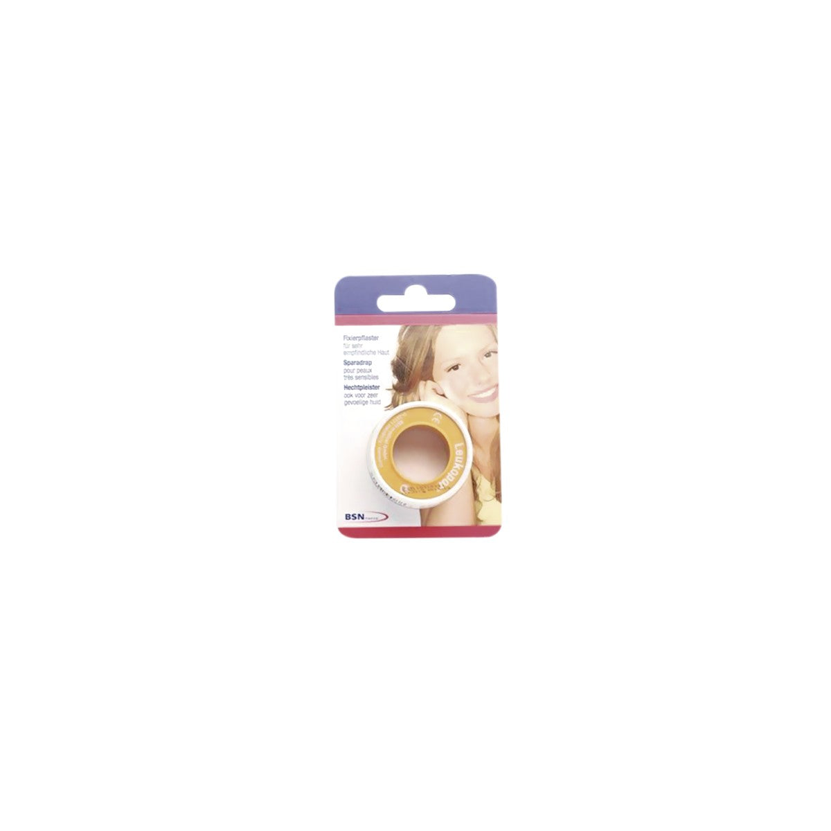 Cinta adhesiva médica Leukopor Microporoso de 2" x 5 yardas, color blanco, con textura suave y porosa, ideal para fijación de apósitos.
