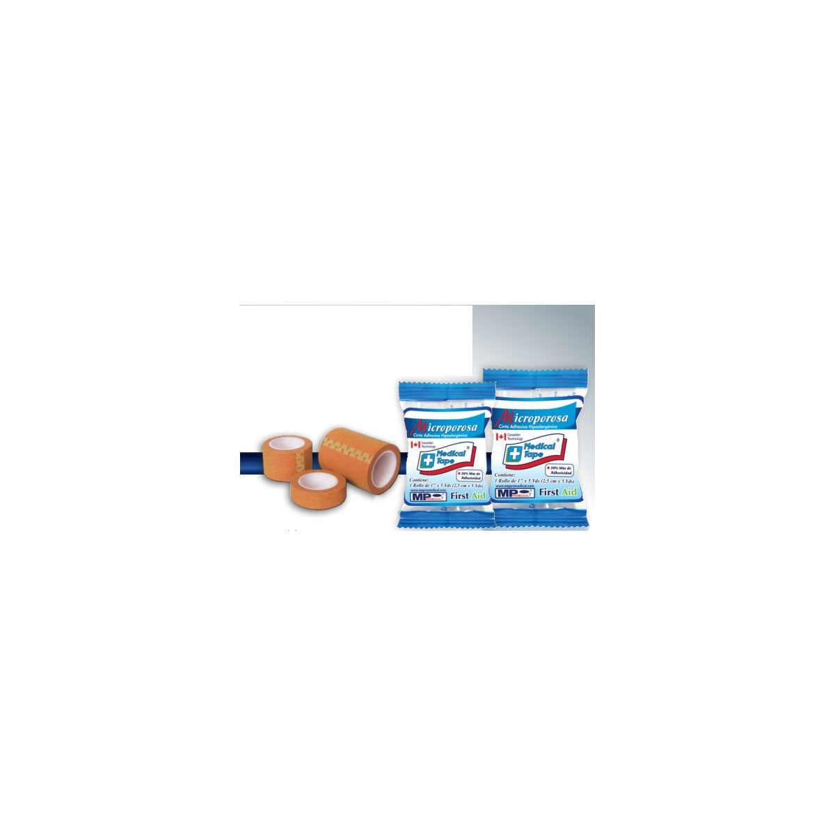 Cinta adhesiva microporosa de color piel, hipoalergénica, 1 pulgada de ancho, 10 yardas de longitud, ideal para fijación médica.