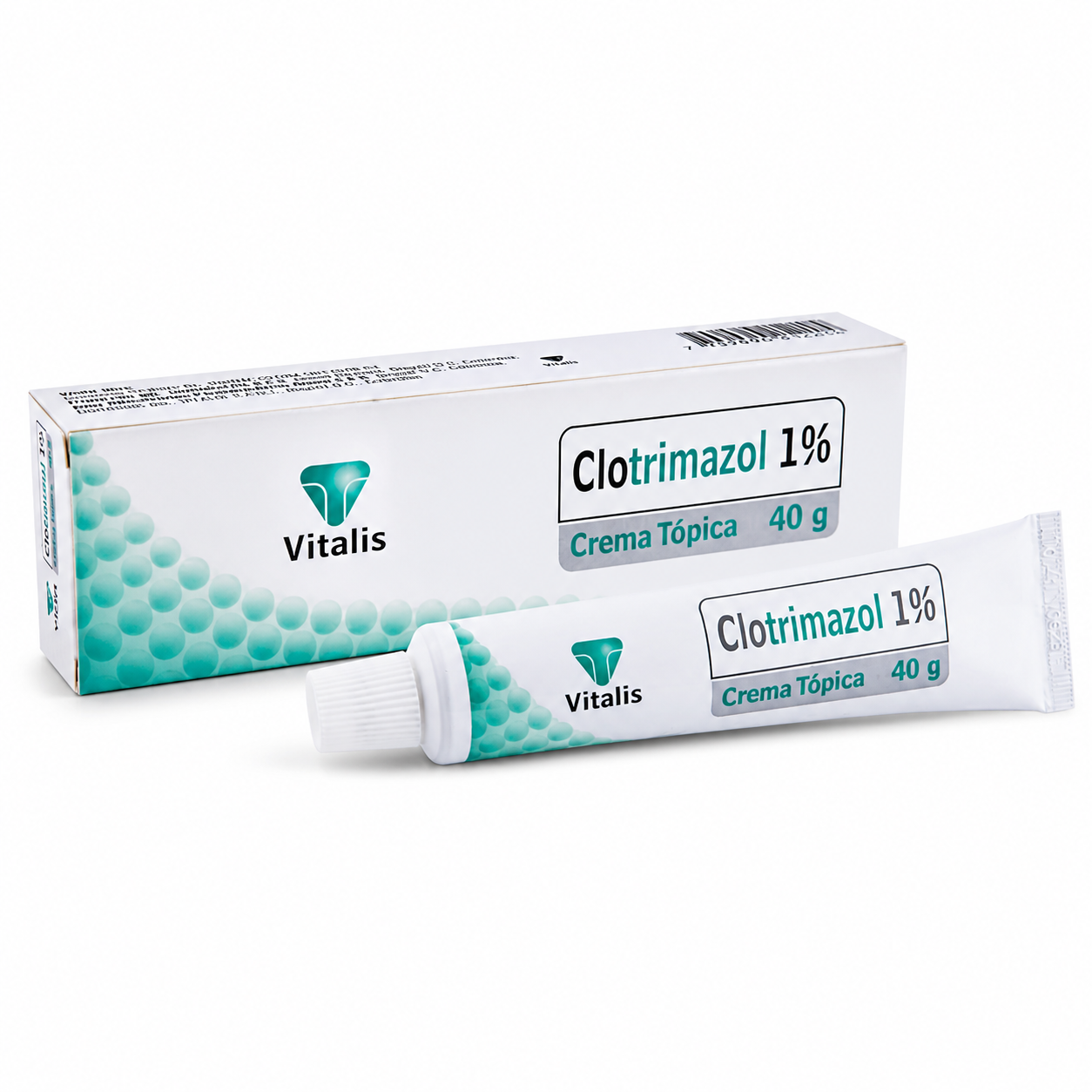 Clotrimazol 1 crema tópica 40 g Vitalis con caja y tubo para tratamiento antifúngico de la piel