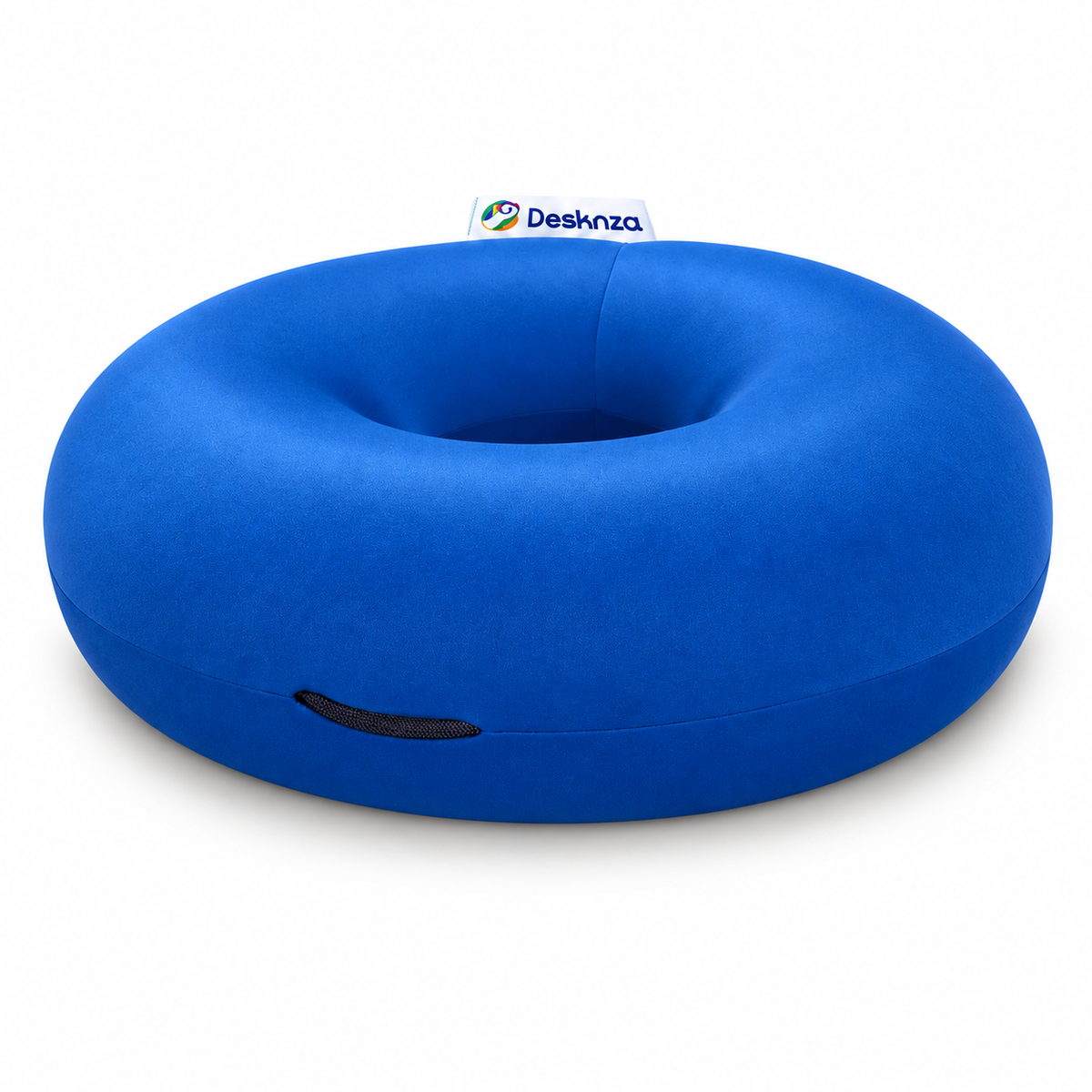 Cojín Coccix Esencial DeskAnza de 40 x 40 cm en colores variados, diseñado para brindar soporte y comodidad en la zona del coxis al sentarse.