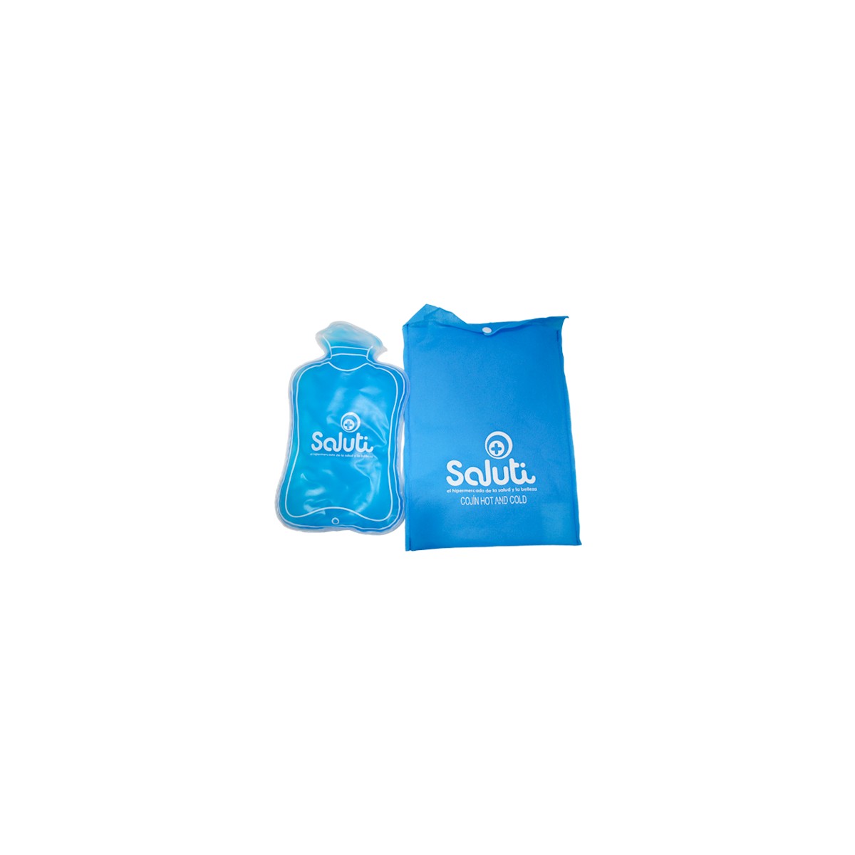 Cojín HOT & COLD FT-DD-002, ergonómico, color azul mate, fabricado en PVC y gel, diseñado para terapia de frío o calor localizada.