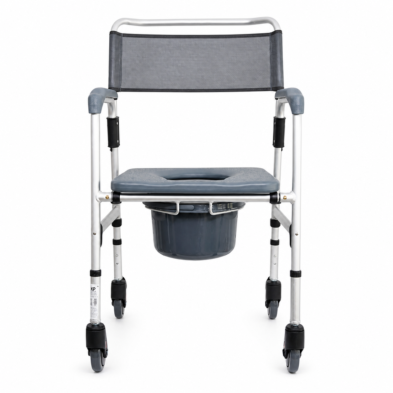 Cómodo médico plegable con ruedas en aluminio Konfort Plus 44 cm para atención domiciliaria