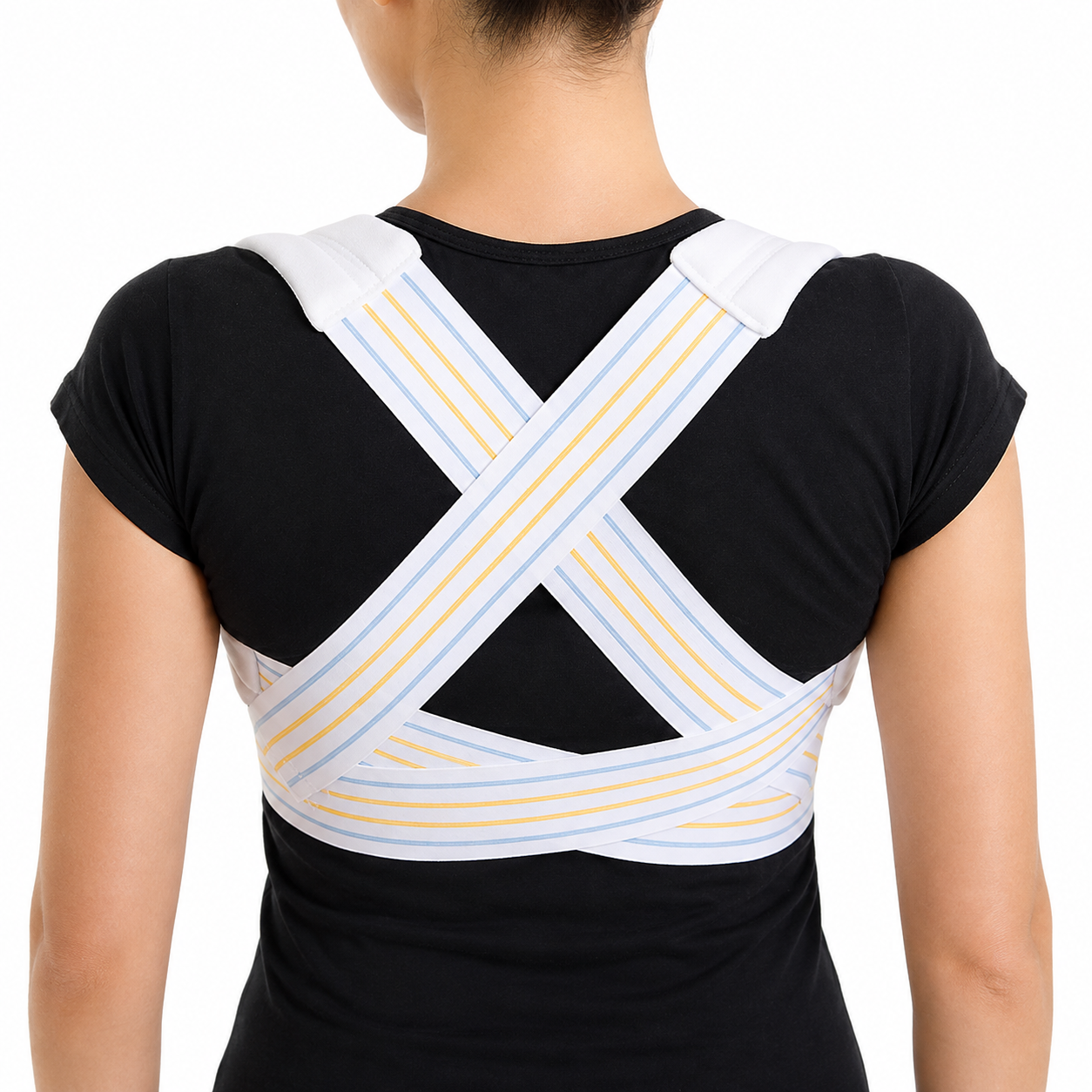 Corrector de postura infantil Kamex referencia KM910 talla S/M, diseñado para brindar soporte y ayudar a mantener una postura adecuada.