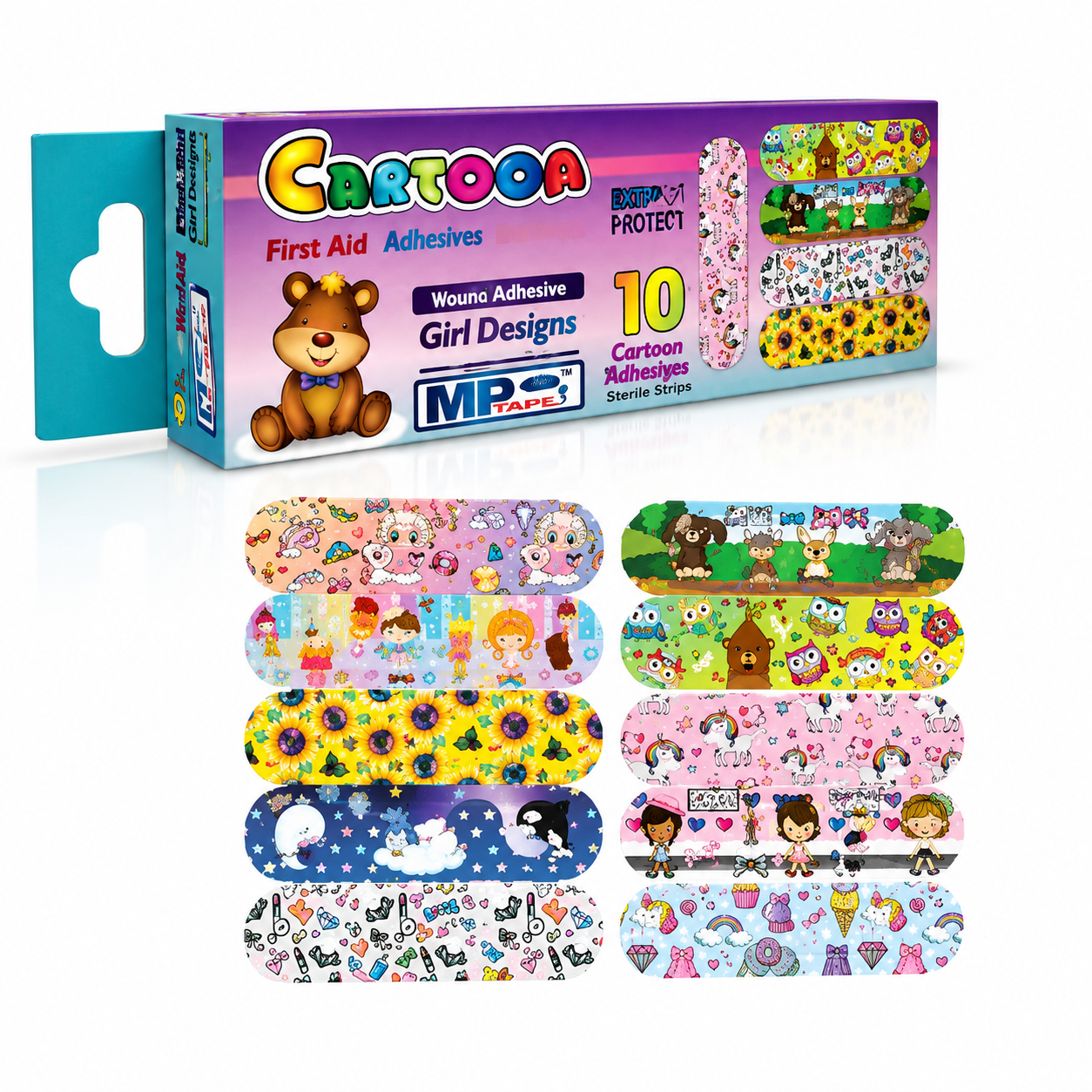 Curas Adhesivas Cartoon Niña - Medical Tape Cja 10 Und