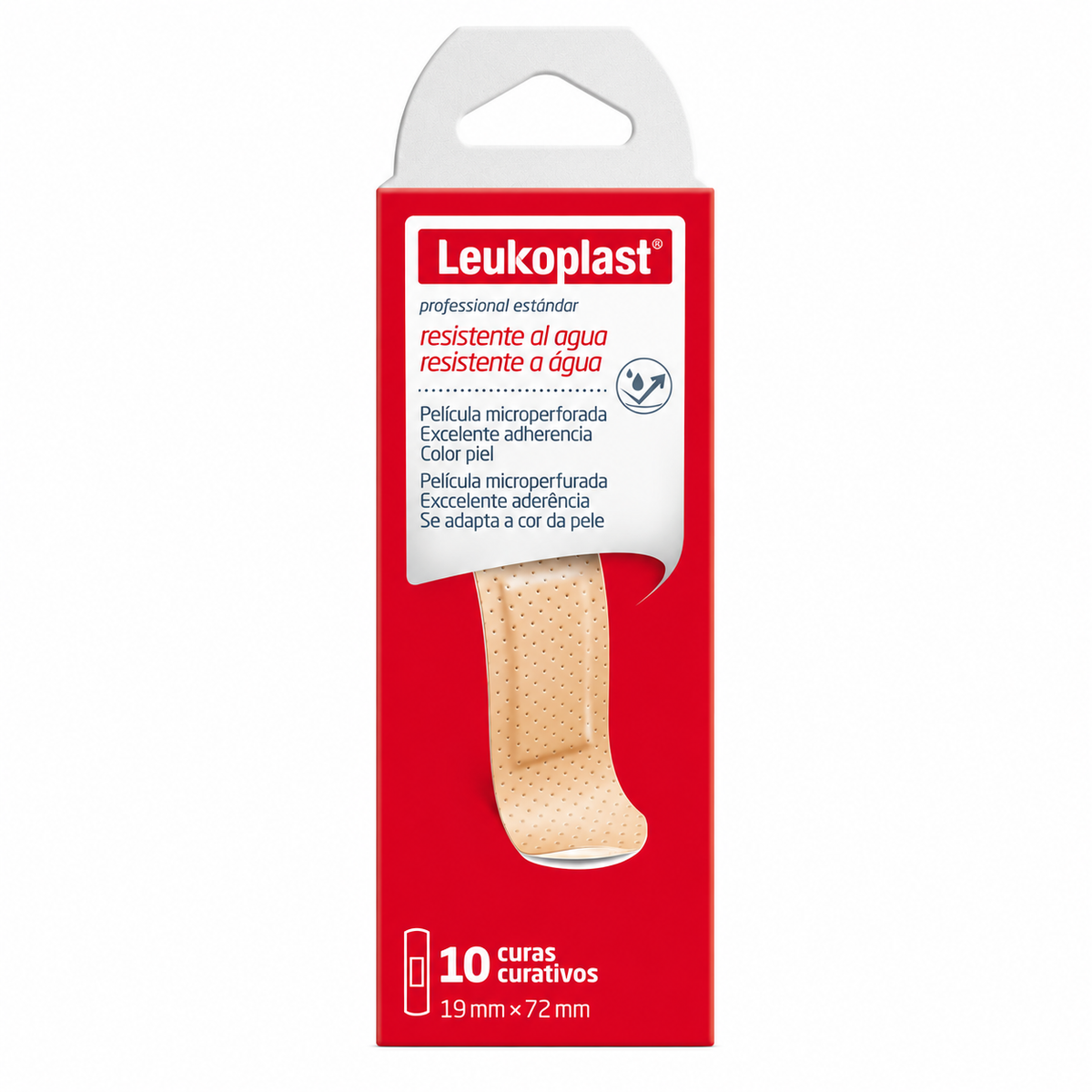 Curas adhesivas Leukoplast Estándar color piel, referencia 7122600, diseñadas para brindar cobertura y protección en pequeñas lesiones superficiales.
