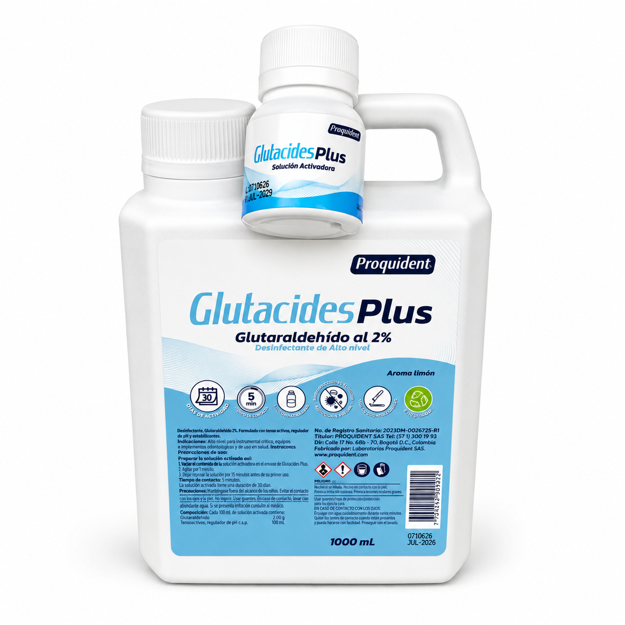 Proquident Glutacides Plus+ Desinfectante 1000ml Limon
