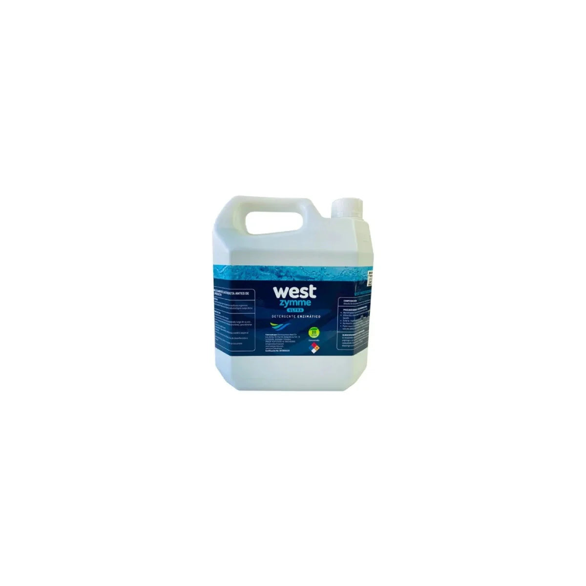 Detergente enzimático líquido West Zymme Ultra, color verde, diseñado para limpiar instrumental médico. Envase de 1 litro.