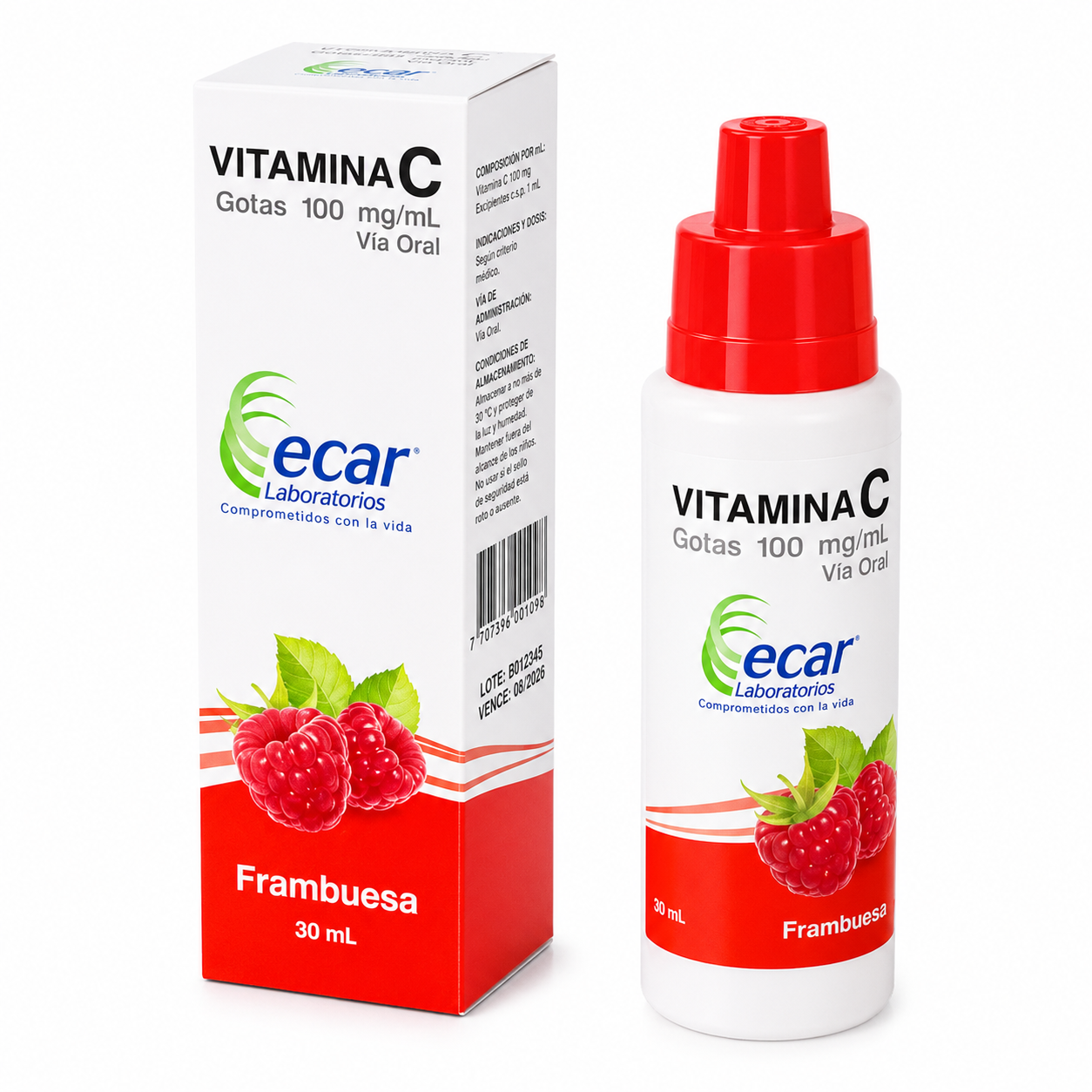 Ecar Vitamina C Gotas 100 mg x 30 ml - Suplemento Saludable
