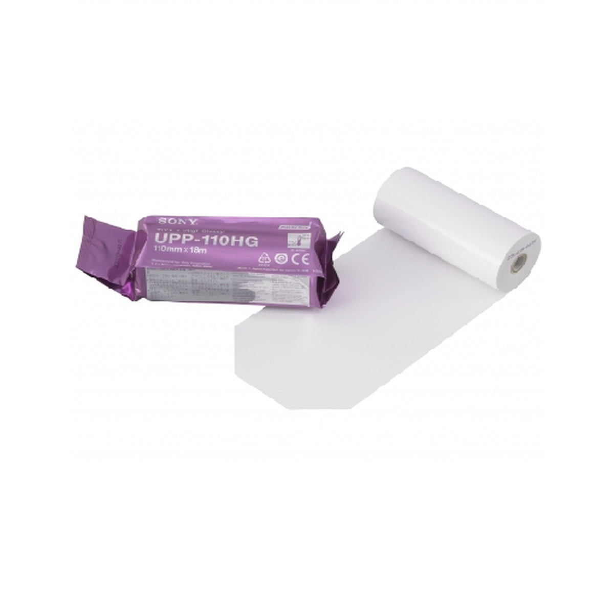 Papel de impresión Sony EcoGrafo UPP-110 HG de alta densidad, 18m, diseñado para optimizar la calidad de imagen y durabilidad.