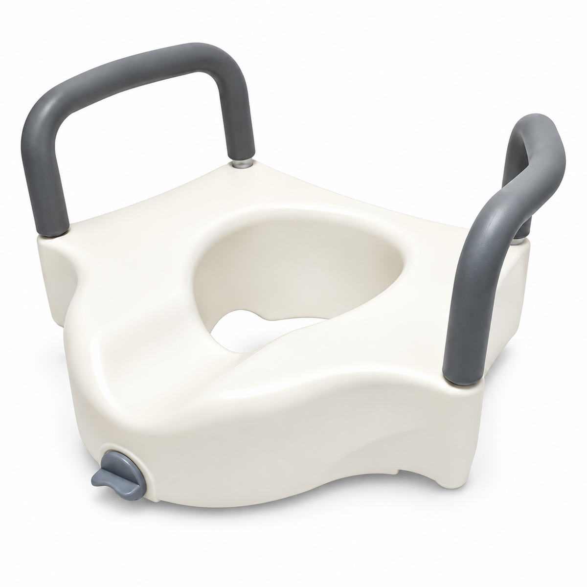 Eleva sanitario Konfort Plus KP3-67034 con seguro y apoyabrazos, diseñado para facilitar el uso del sanitario y brindar mayor estabilidad.