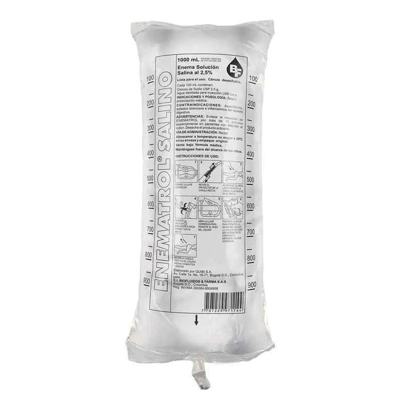 Enematrol salino bolsa 1000 ml solución hidratante para uso médico y administración rectal