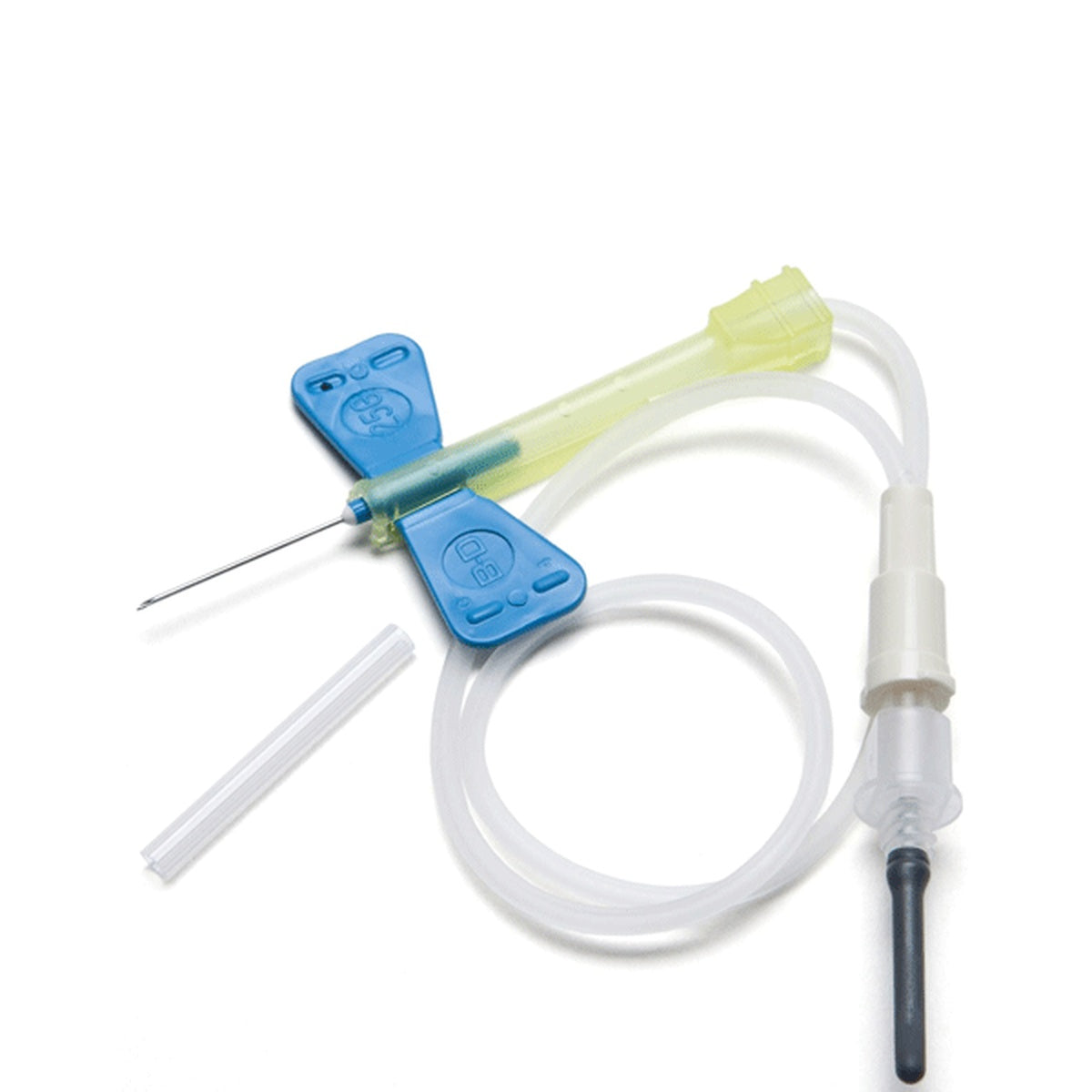 Equipo Alado BD Vacutainer® Safety-Lok™ 21G x 3/4, aguja verde de acero inoxidable con alas de agarre de PVC, en blíster estéril.