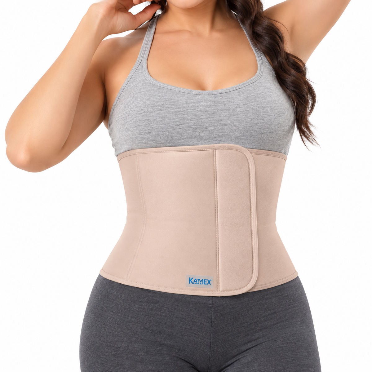 Faja abdominal de 12 pulgadas, talla L-XL, referencia KM703BM, diseñada para brindar soporte, ajuste y comodidad en la zona abdominal.