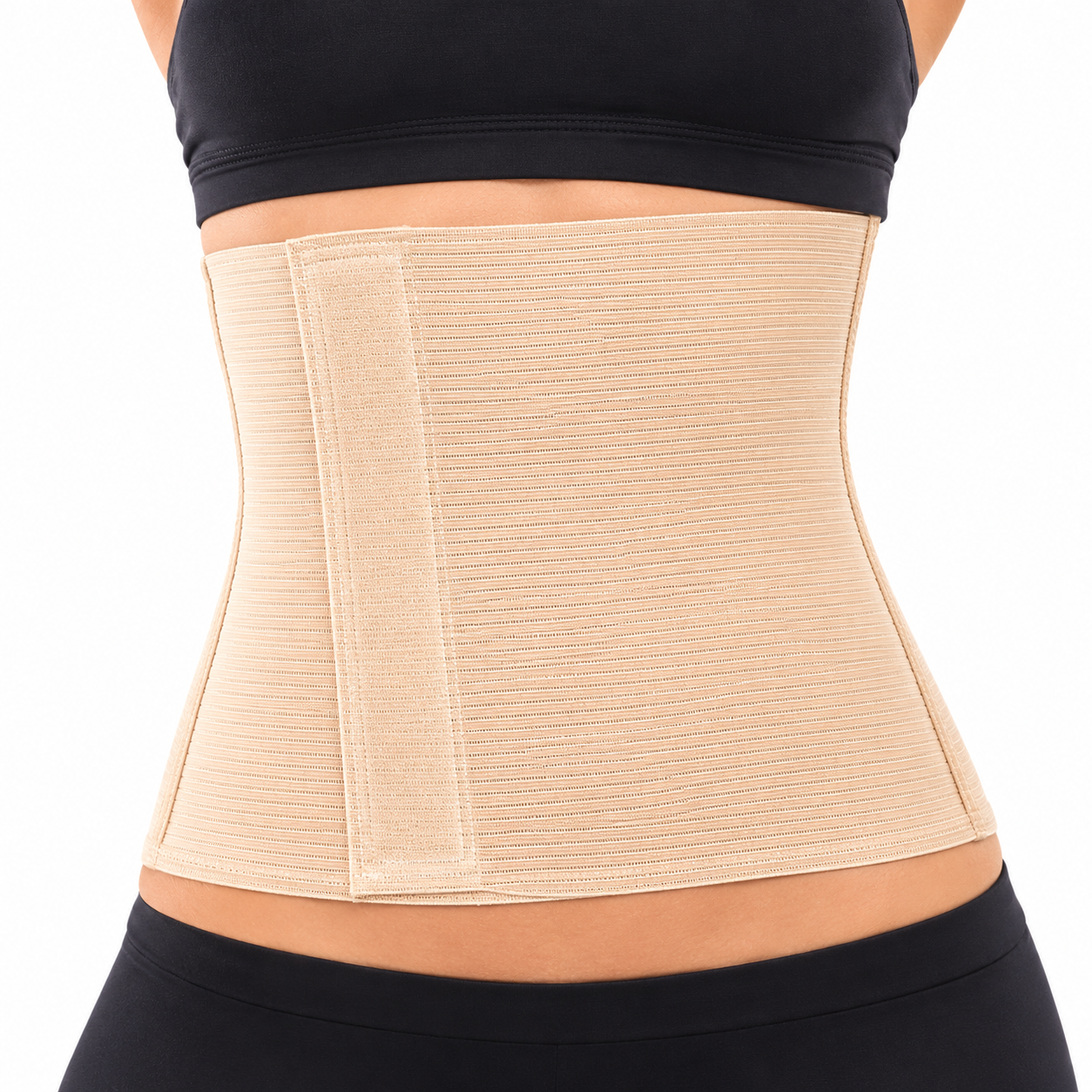 Faja abdominal de 9 pulgadas talla L/XL, referencia KM701BM, diseñada para brindar soporte, compresión y comodidad en la zona abdominal.