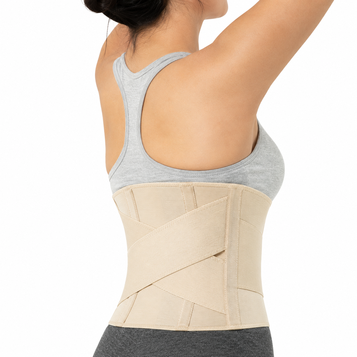 Faja lumbar KM035 talla M con ajuste regulable, diseñada para brindar soporte, compresión y estabilidad en la zona lumbar.