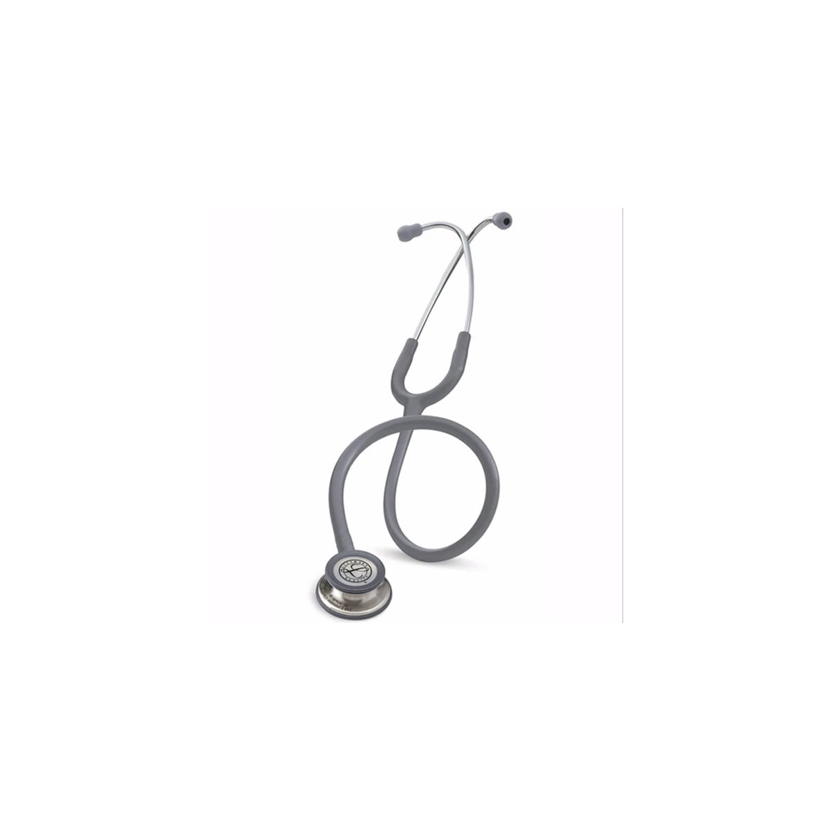 Fonendo Littmann Classic III en color gris, modelo 5621, con diafragma de doble frecuencia y tubos de PVC, sobre fondo blanco.