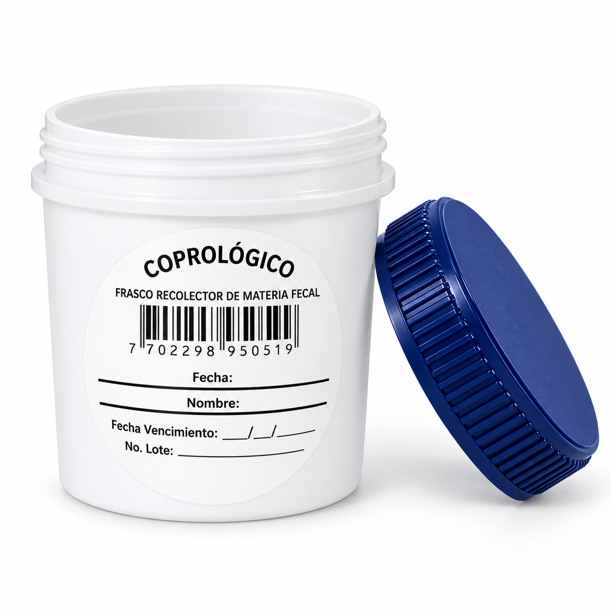 Frasco Allmed para recolección de muestras de materia fecal con tapa rosca, paquete de 50 unidades para uso en laboratorio.