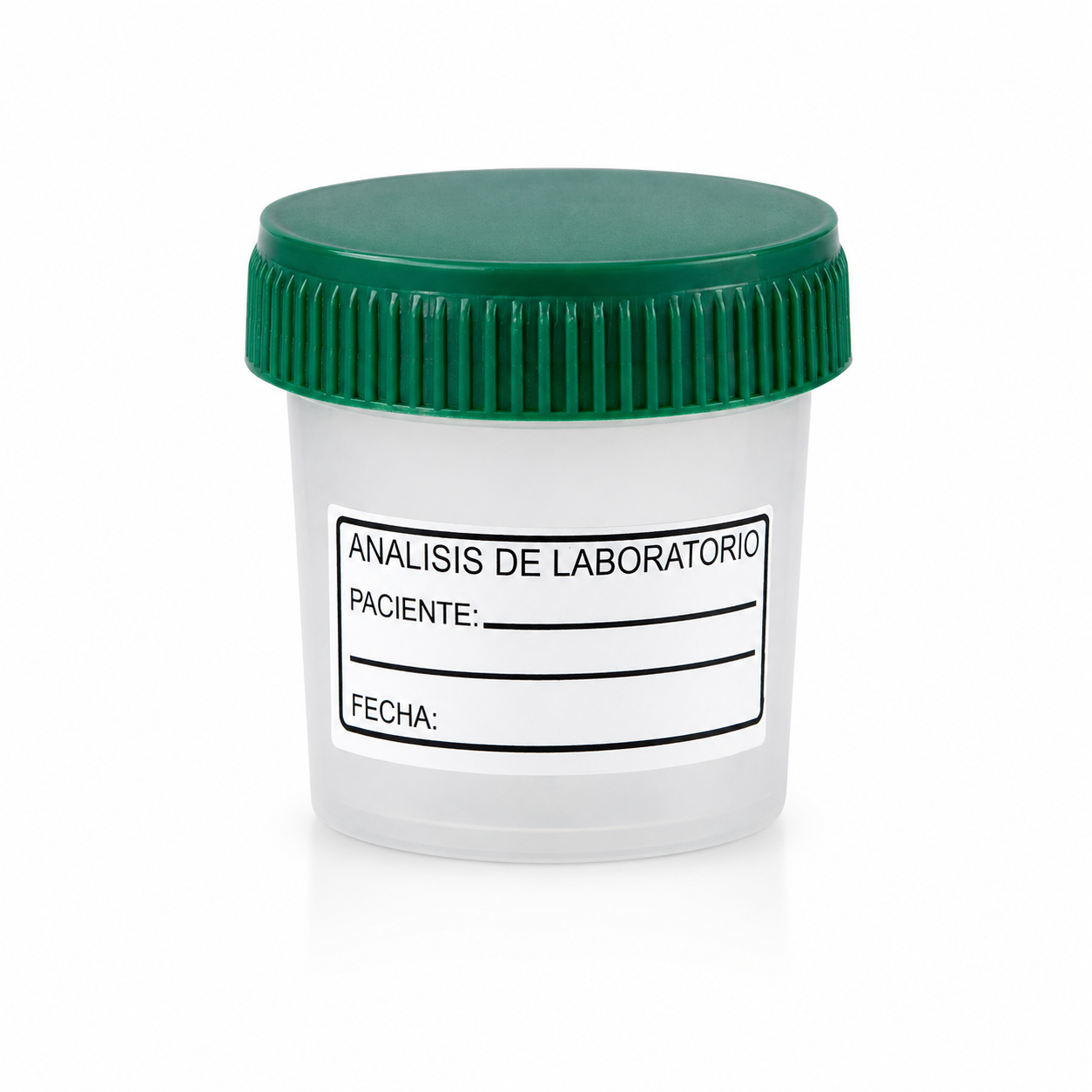 Frasco para orina Allmed x 50 unidades con tapa verde para análisis de laboratorio
