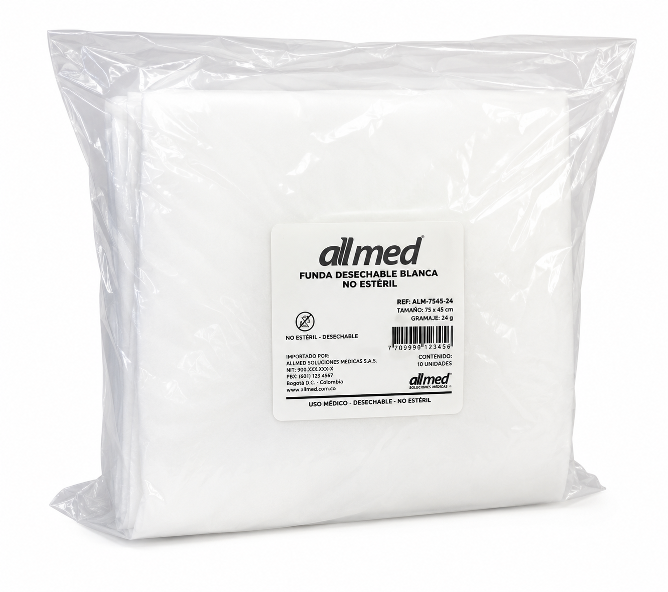 Funda Desechable Blanca 75x45 cm 24g Paq x 10 - Allmed