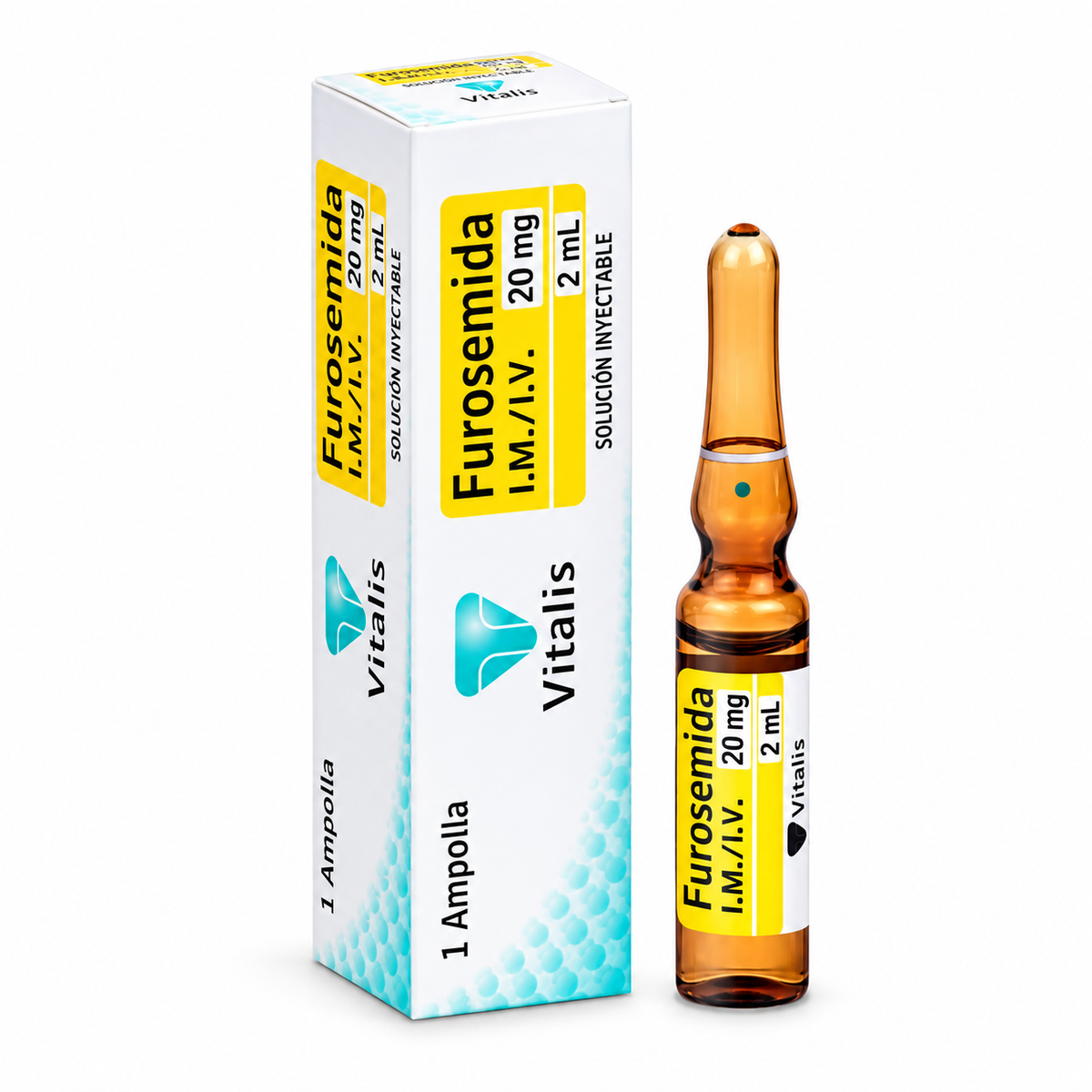 Furosemida 20 mg/2 ml Solución Inyectable Caja x 1 Amp - Vitalis