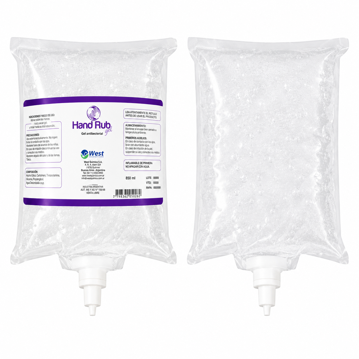Gel Antibacterial Descartable 850ml - Alcohol Glicerinado