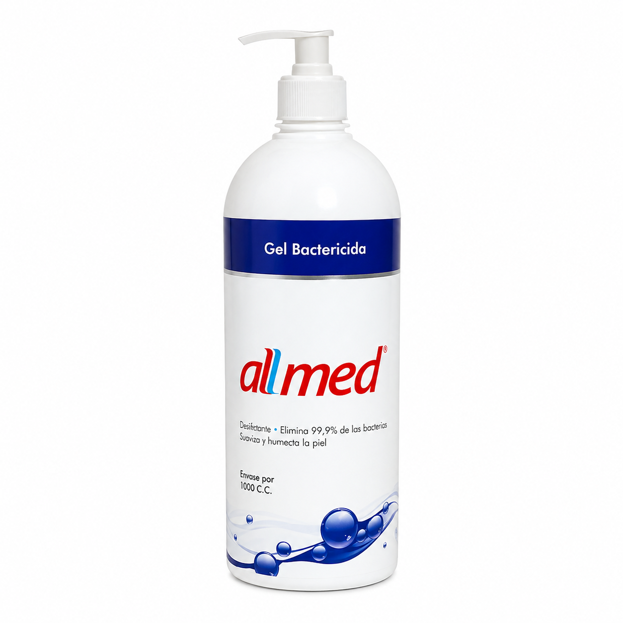 Gel bactericida Allmed 3785 cc alcohol glicerinado para desinfección de manos elimina bacterias y humecta la piel