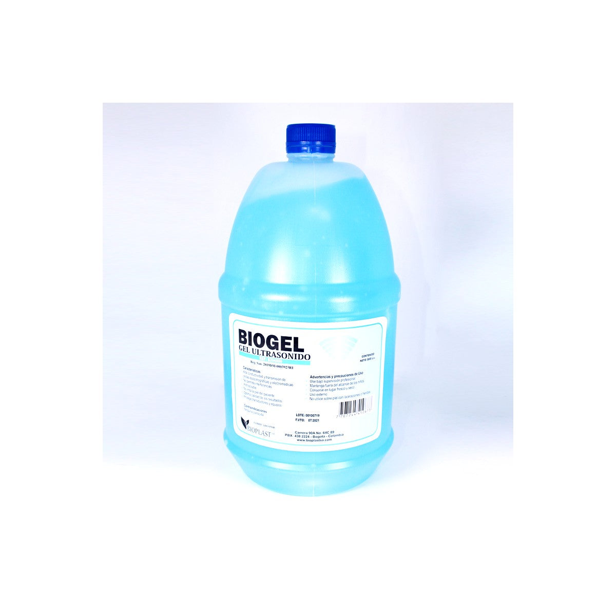Gel conductivo Biogel de 3800 ml, referencia B204800, en envase transparente, ideal para electrodos en aplicaciones clínicas.