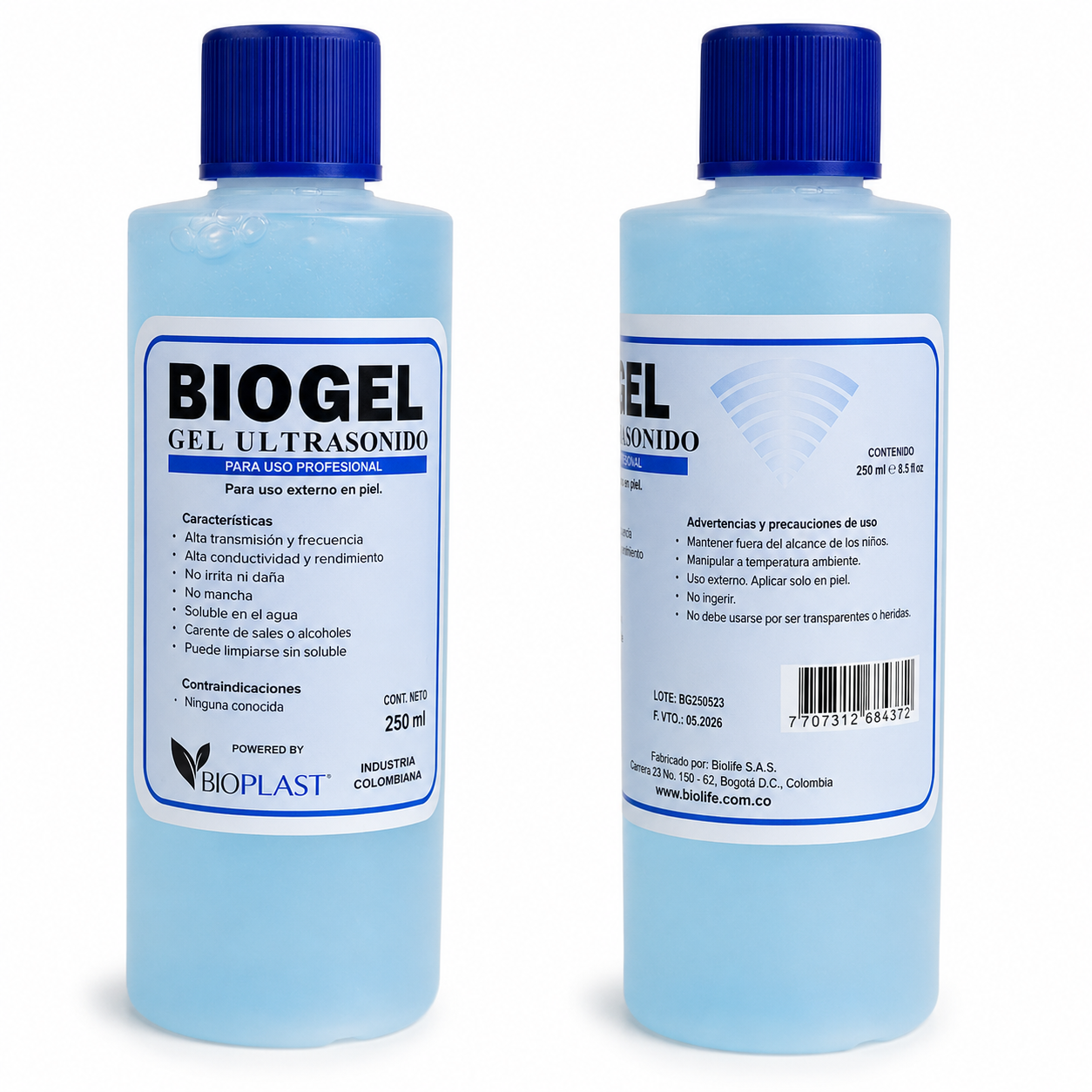 Gel Conductor Ultrasonido Biolife 250ml - Uso Profesional