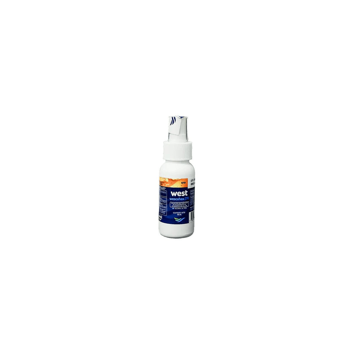 Wescohex 270, solución antiséptica líquida translúcida naranja, envase de 500 ml, formulada para la antisepsia de la piel.