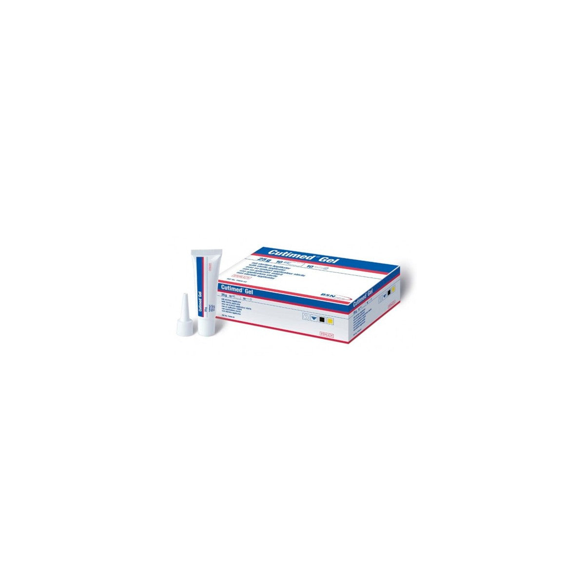 Cutimed Gel Ste 15g, gel hidratante para heridas, en tubo de 15 gramos, con textura transparente y suave, sobre fondo blanco.