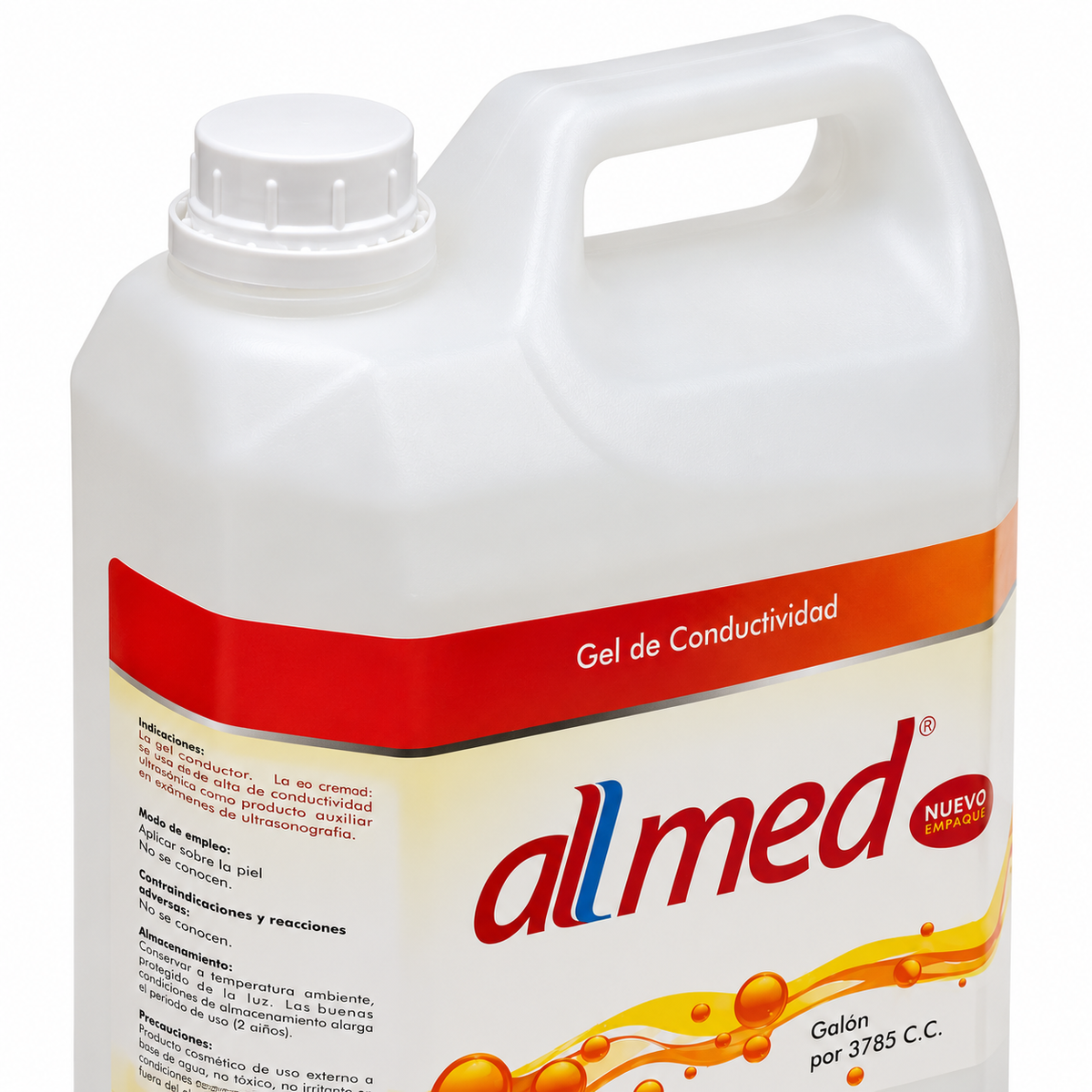 Gel transparente para ultrasonido Allmed de 3785 cc, jalea de conductividad para facilitar la transmisión de ondas ultrasónicas.