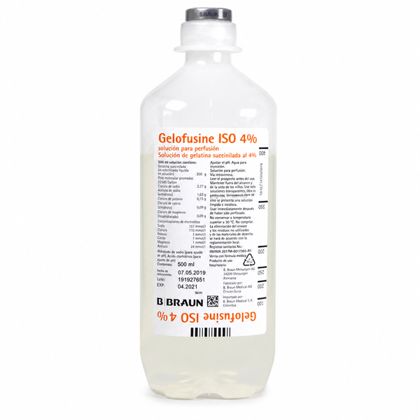 Gelofusine ISO 4% 500 ml solución para perfusión B Braun frasco para uso intravenoso