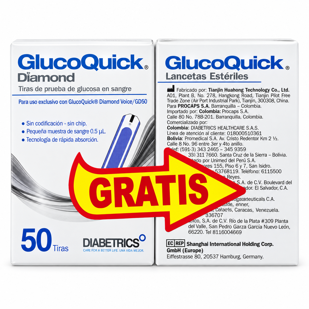 Glucómetro Glucoquick Diamond CJA x 50 Tiras + 50 Lancetas