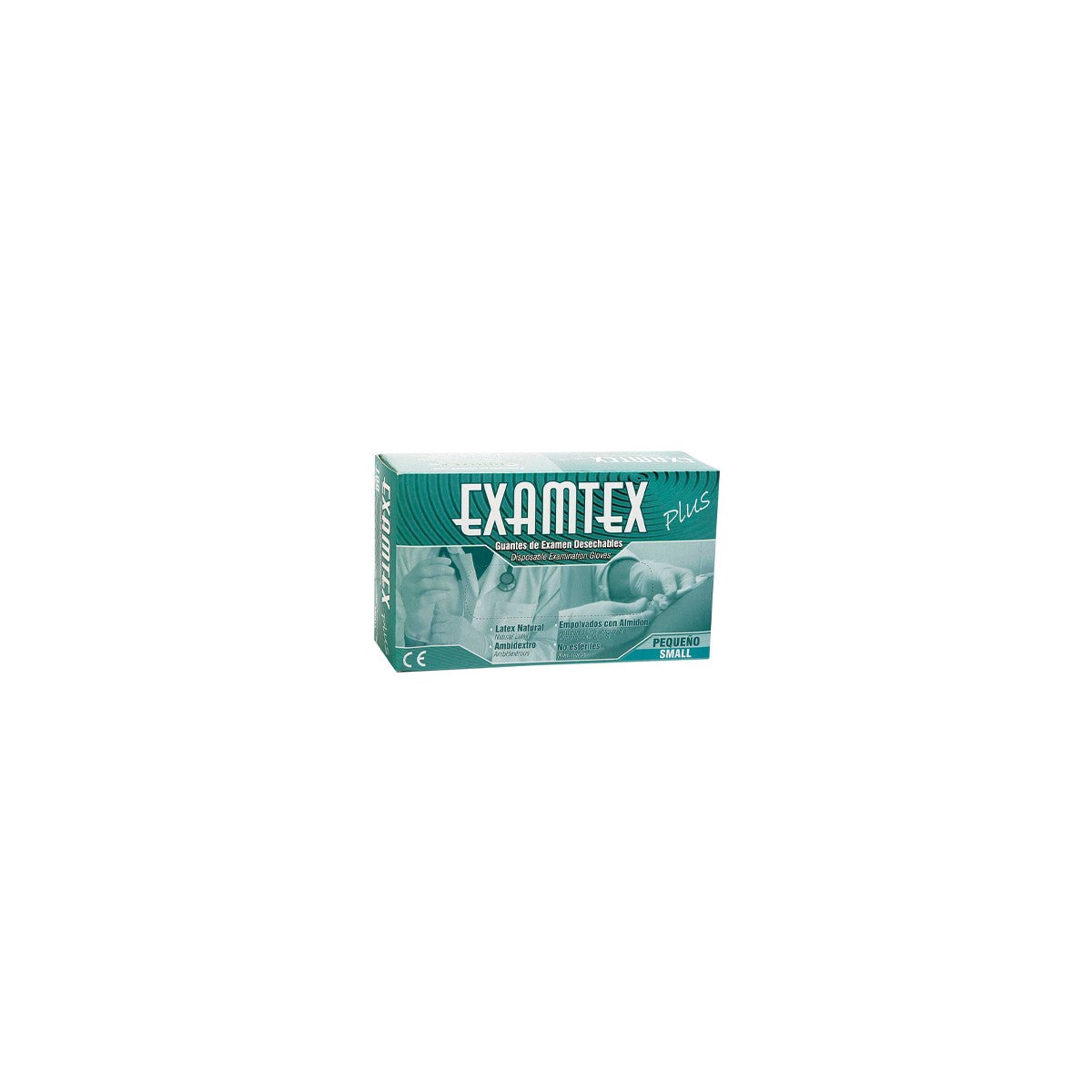 Guantes de examen ambidiestros de látex natural, microtexturizados, pre-entalcados, en tallas XS a L, aprobados por la FDA.