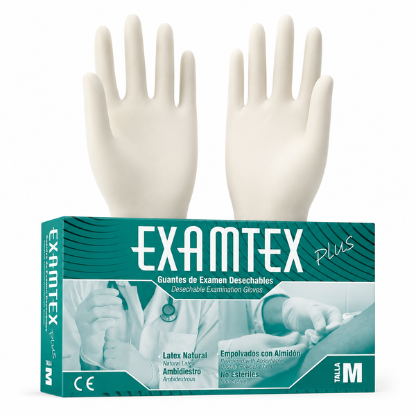 Guante Latex Liso Examtex Talla M - Cja 100 Und Protex