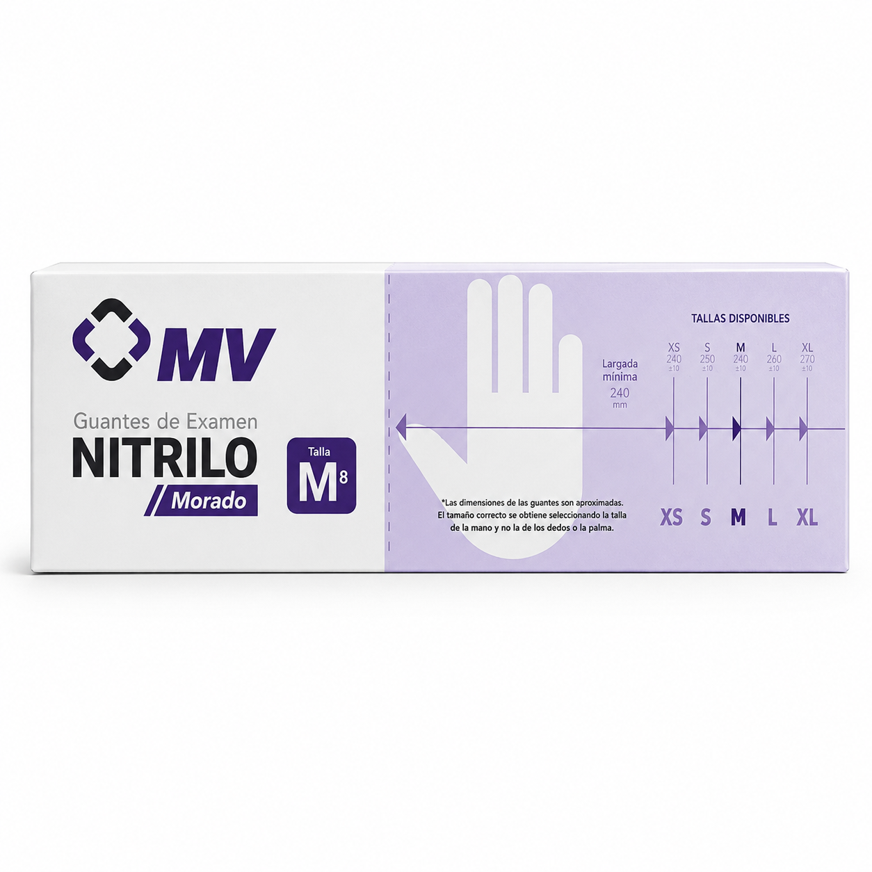 Guante Nitrilo Sin Talco Morado Talla M - Cja 100 Und - MV
