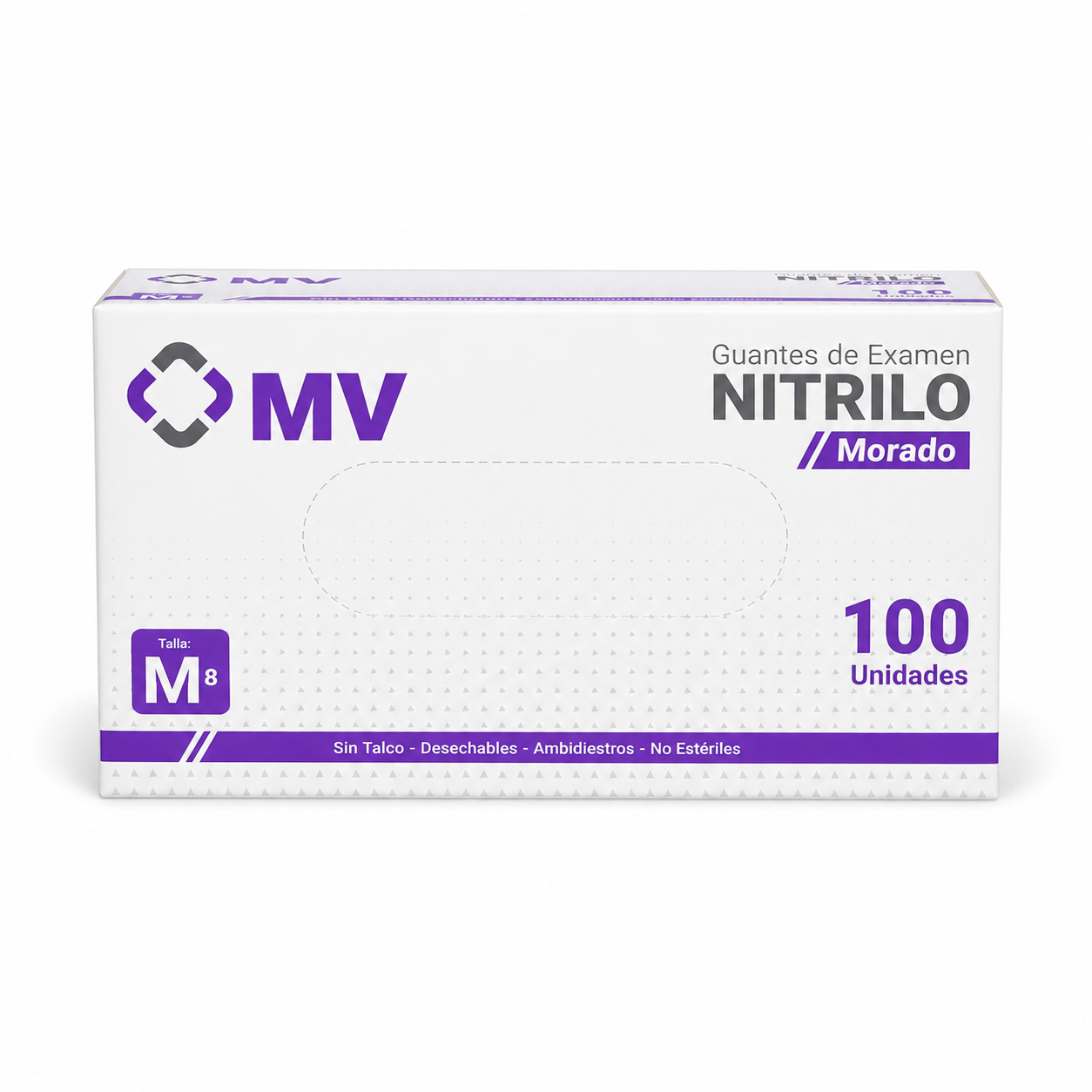 Guante Nitrilo Sin Talco Morado Talla M - Cja 100 Und - MV