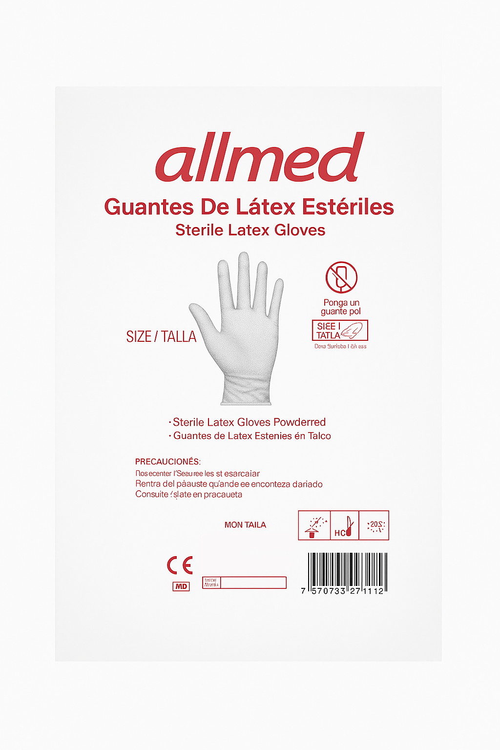Guante Quirúrgico Estéril Con Talco Talla 8 - Allmed