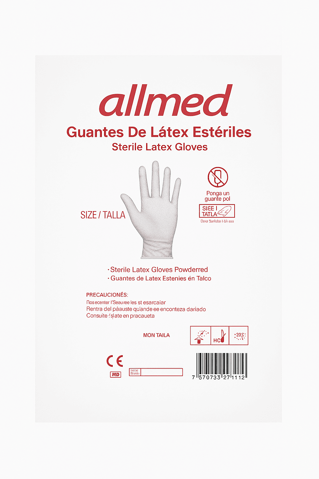 Guante Quirúrgico Estéril Con Talco Talla 8 - Allmed